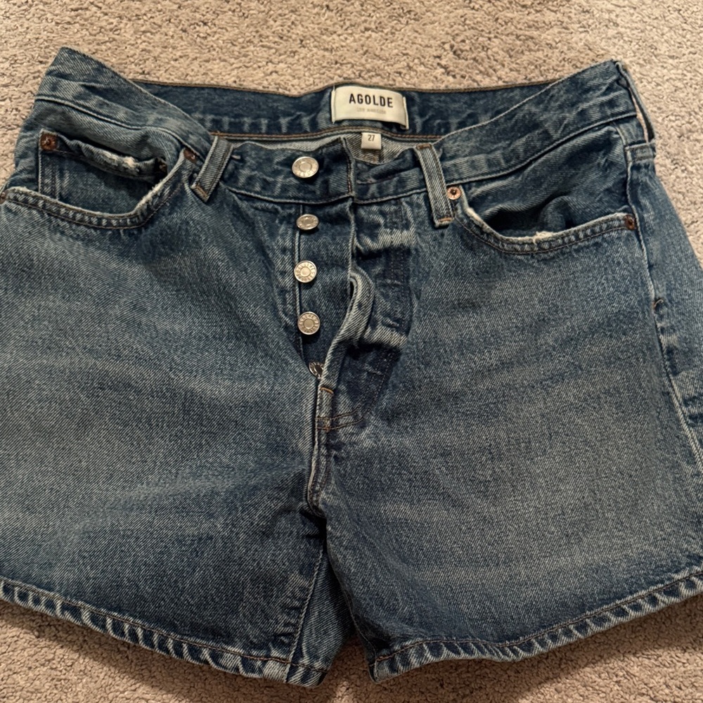 Agolde Classic Indigo Denim Shorts